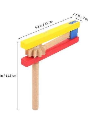 4 Pcs Ratchets Wooden Castanet with Long Handle Grasp