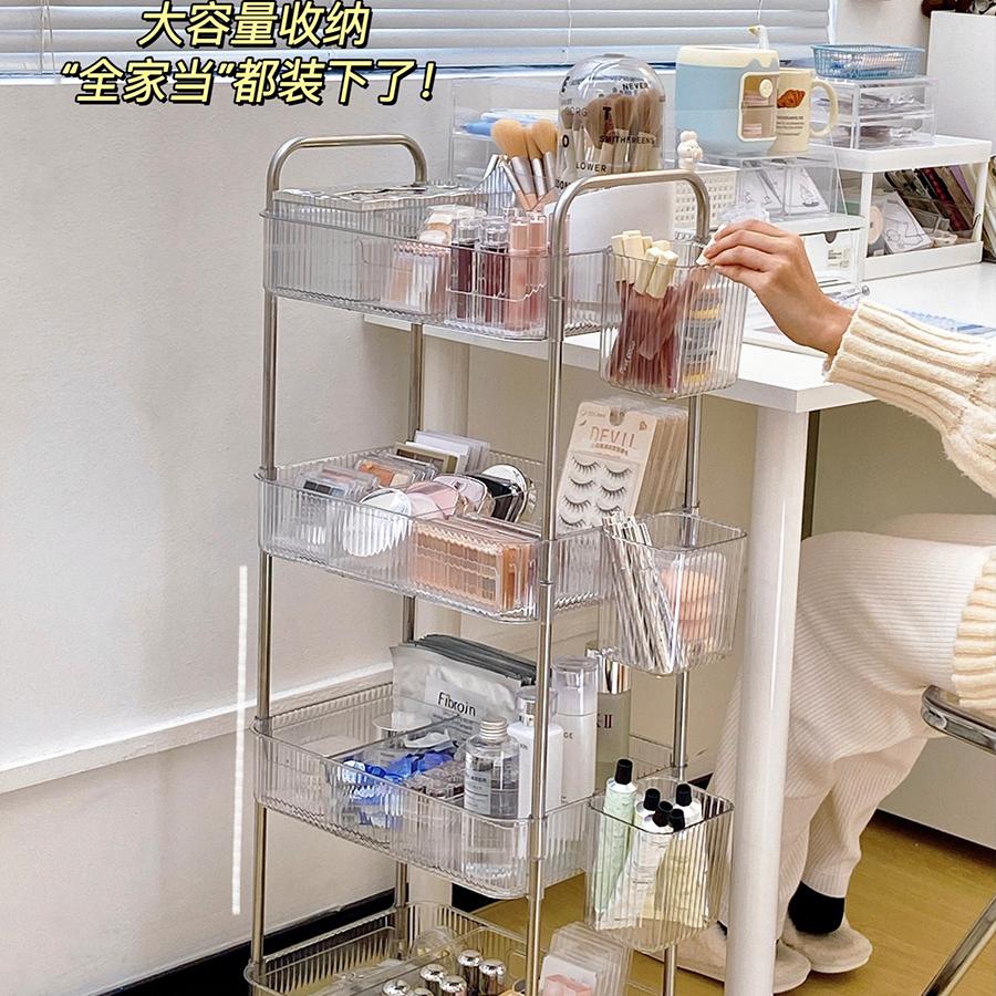 桌边小书架宿舍可移动带轮桌面书本收纳置物架落地课桌旁简易书柜