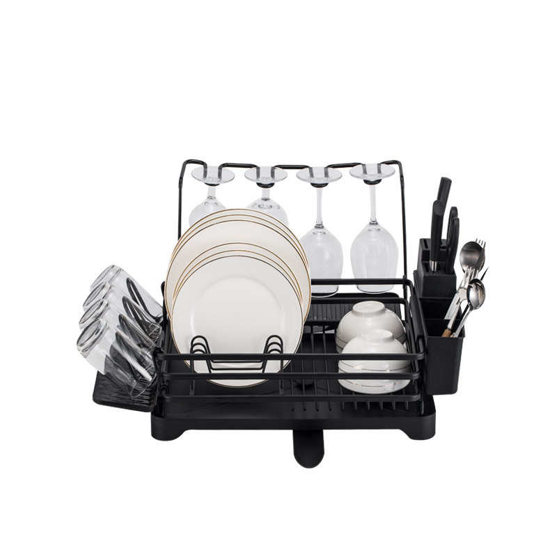 批发铝制碗碟架自动排水置物架铝合金沥水架带出水口多功能收纳篮
