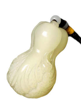 阿富汗玉青白玉白菜手把件八方来财百财男士文玩把玩玉石把件把玩