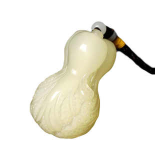 阿富汗玉青白玉白菜手把件八方来财百财男士 文玩把玩玉石把件把玩