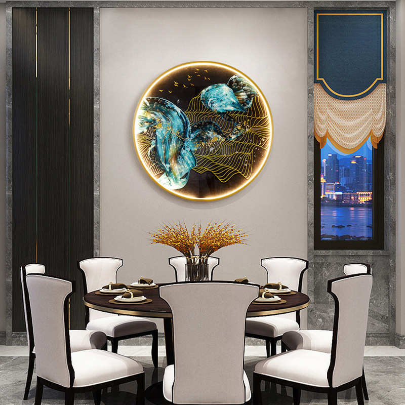 全铜晶瓷壁画灯入户进门圆形玄关客厅背景墙餐厅走了过道装饰画灯图片