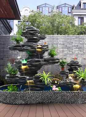 户外假山流水喷泉 水泥手工庭院造景 室内创意景观摆设 可客制化