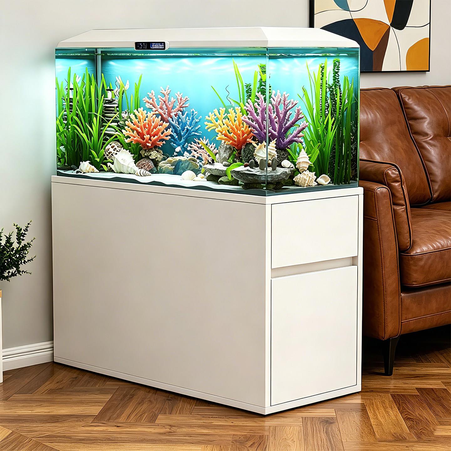 实木鱼缸底柜底座带抽屉客厅家用隔断水族箱承重柜子中小鱼缸边柜