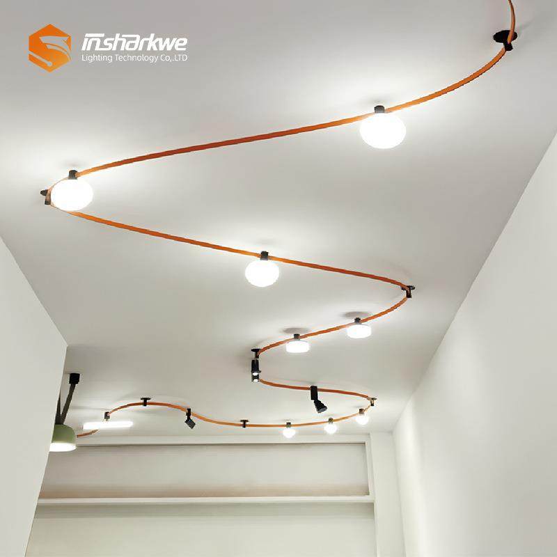 新款半柔LED轨道条异形明装导轨条可造型柔性智能轨道条道轨灯