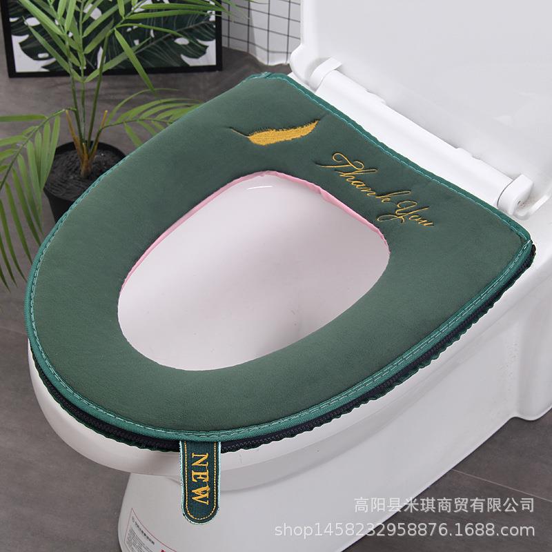 通用马桶坐垫毛绒带提手卡通欧式防水马桶圈垫家用坐便套马桶垫子