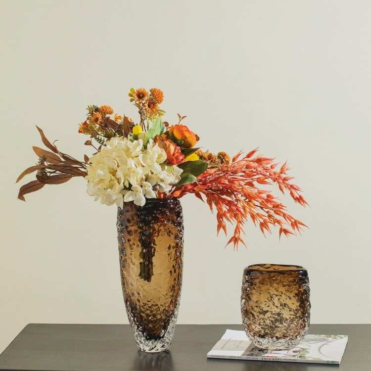 现代轻奢高档琉璃艺术花瓶简约客厅别墅玄关餐桌水养插花装饰摆件