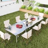 不锈钢桌子可折叠户外便携摆摊专用小80方商用吃饭桌地摊桌椅餐桌