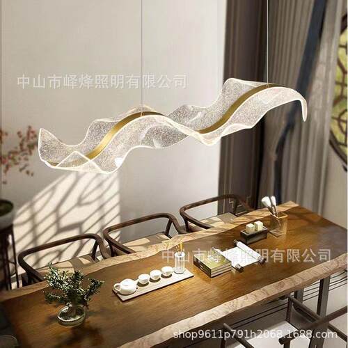 现代轻奢酒店前台艺术飘带吊灯创意岛台设计师吧台餐厅茶室吊灯