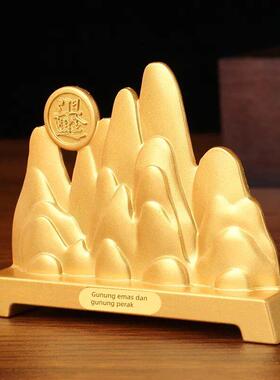 金山银山创意桌面书房笔架日进斗金桌摆工艺品摆件 金银山