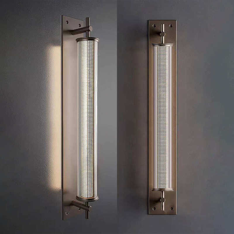 美式复古玻璃金属网壁灯酒店售楼处走廊客厅背景墙圆柱长壁灯,家装灯饰光源,壁灯,淘宝优惠券,粉丝福利购,淘宝优惠卷