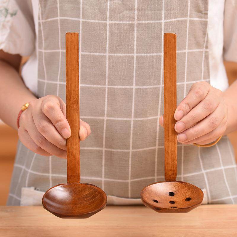 厂家味千拉面勺子料理店长柄汤勺刻字创意漏勺木质龟甲火锅勺