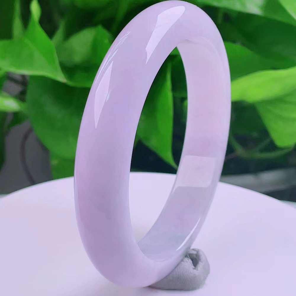 58圈口 天然正品翡翠玉镯 冰种细腻水润冰满绿满色正圈手镯