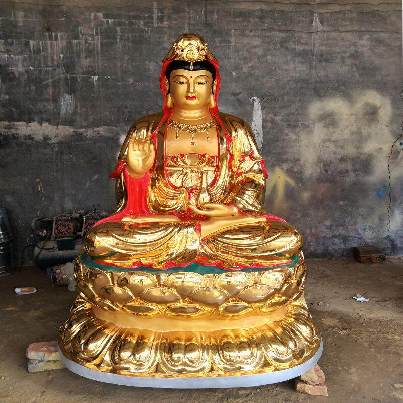 河北生产纯铜观音贴金彩绘千手观音观世音摆件