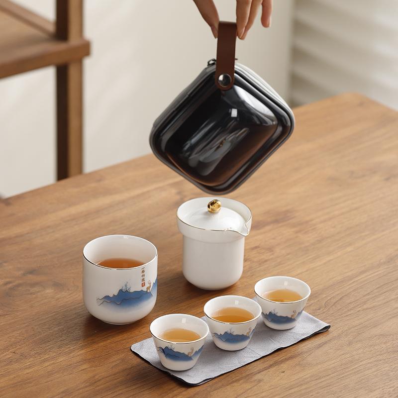 便携式旅行茶具户外随身功夫泡茶壶茶杯小套装简易露营快客杯出差