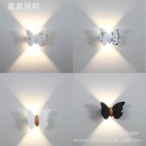 户外led壁灯防水过道蝴蝶款仿真装饰墙贴灯家居卧室客厅背景墙灯
