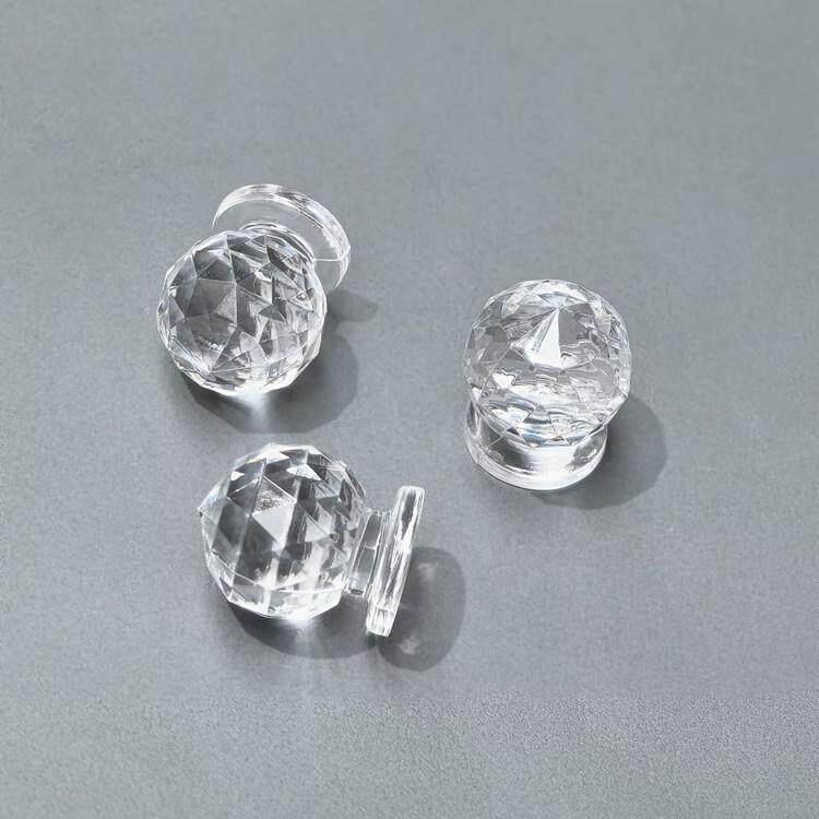 亚克力透明拉手有机玻璃球形拉手化妆品盒抽屉橱柜门盖钻石把手柄