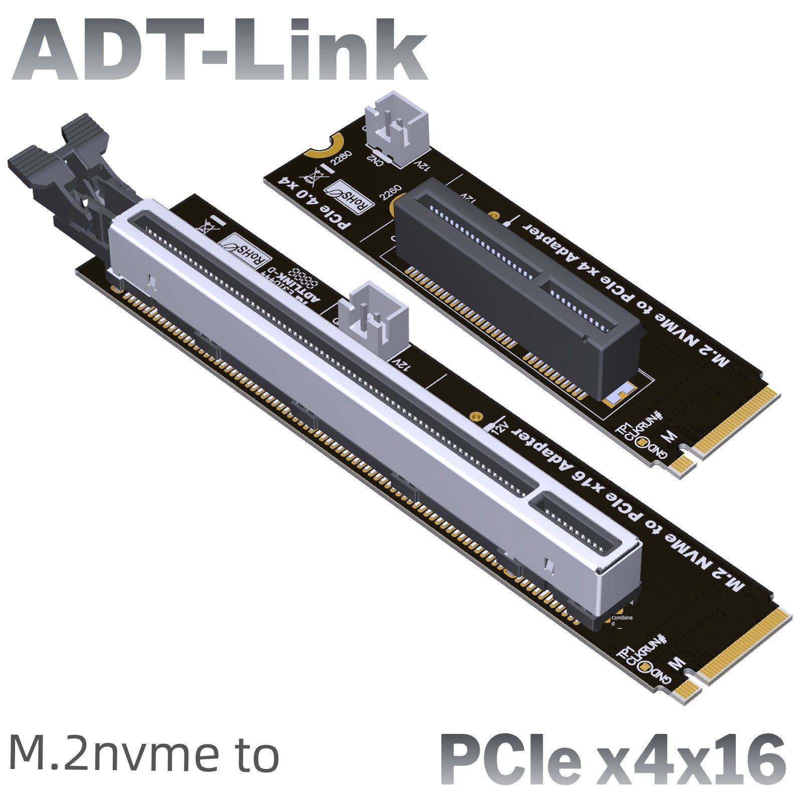 ADT工厂直销 M2 NVMe 转PCIe 4.0转接板 x16支持显卡 x4支持SSD