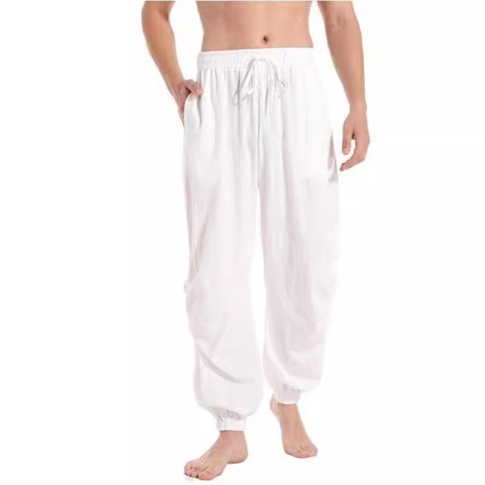 Lace-up Solid Mens Cotton Pants Casual and Pants Harem