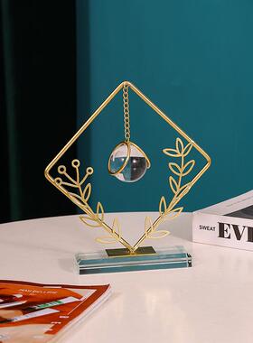 7144C现代圆形心型坠水金属摆件晶球吊工艺品家居客厅爱卧室办公