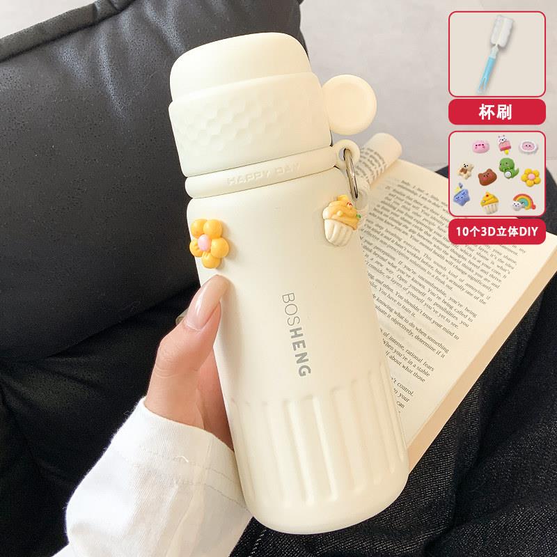 简约316保温杯女生2025新款高颜值便携带盖水杯女士吸管双饮杯子