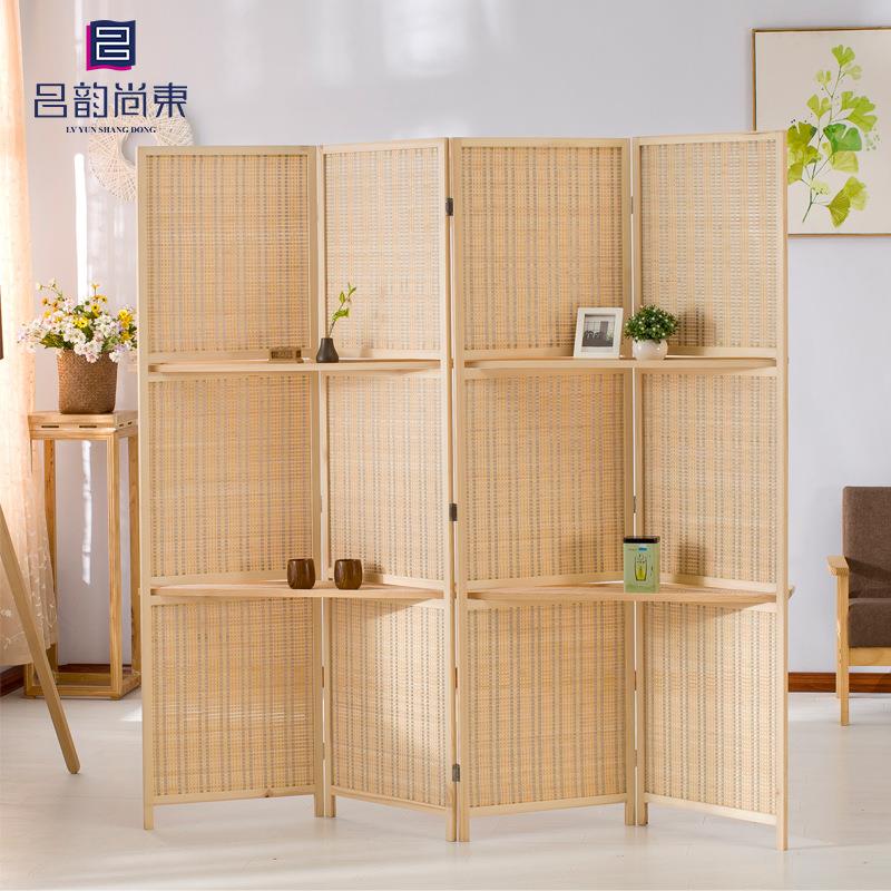 竹编屏风隔断客厅玄关门简约卧室时尚简易折叠办公室酒店田园屏风