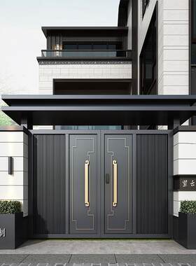 铝合金庭院门简约别墅花园入户门农村自建房大门时尚铁艺单双开门