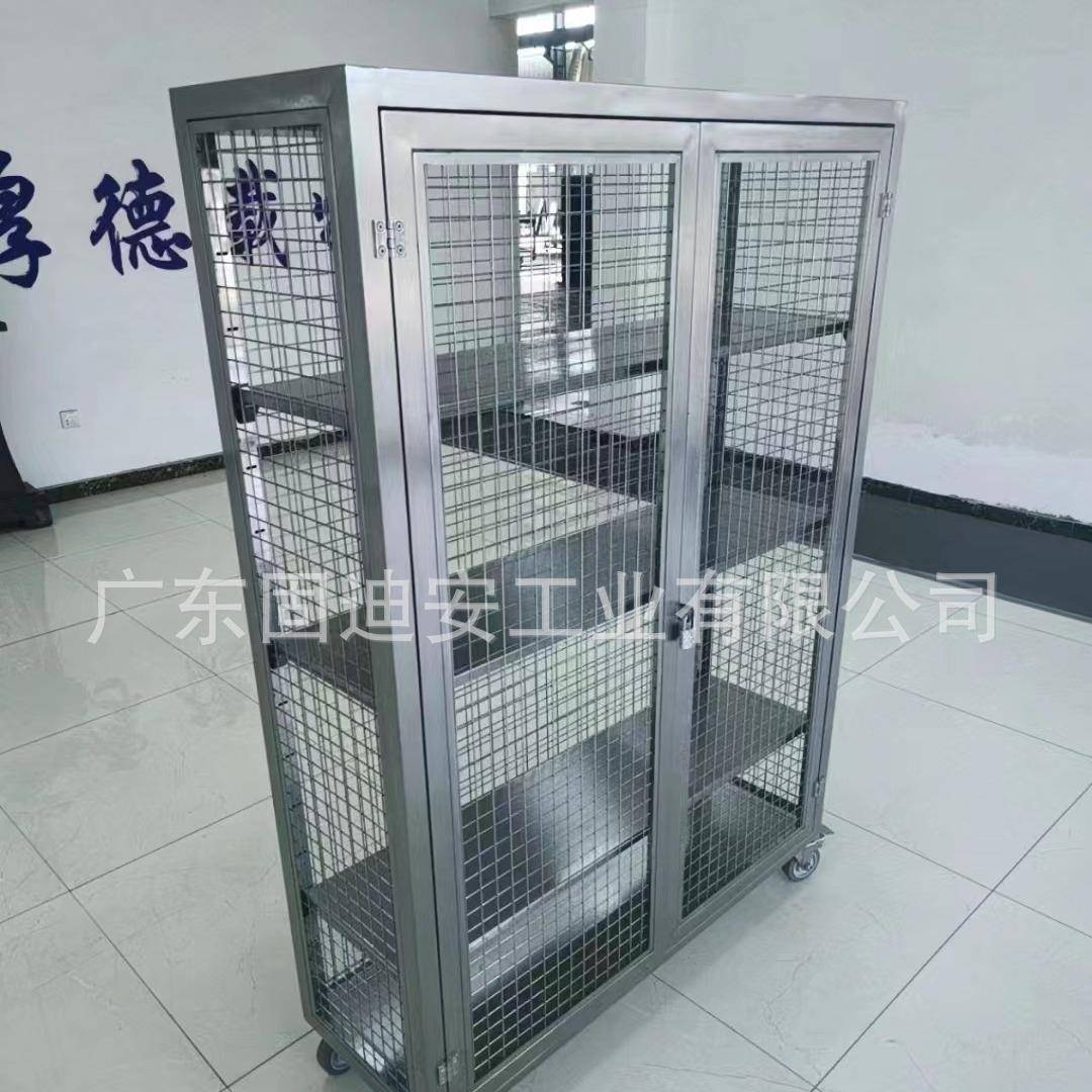 304不锈钢网格货架车仓储物流货笼车货物储存柜分拣周转车带脚轮