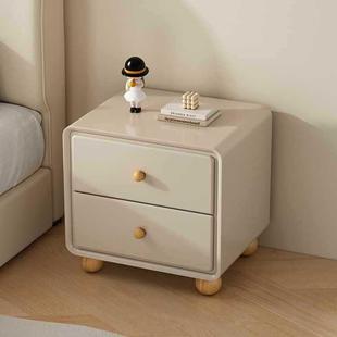 225新款 实木烤漆床头柜代简约型家小用A13卧室网红奶油风储0物现
