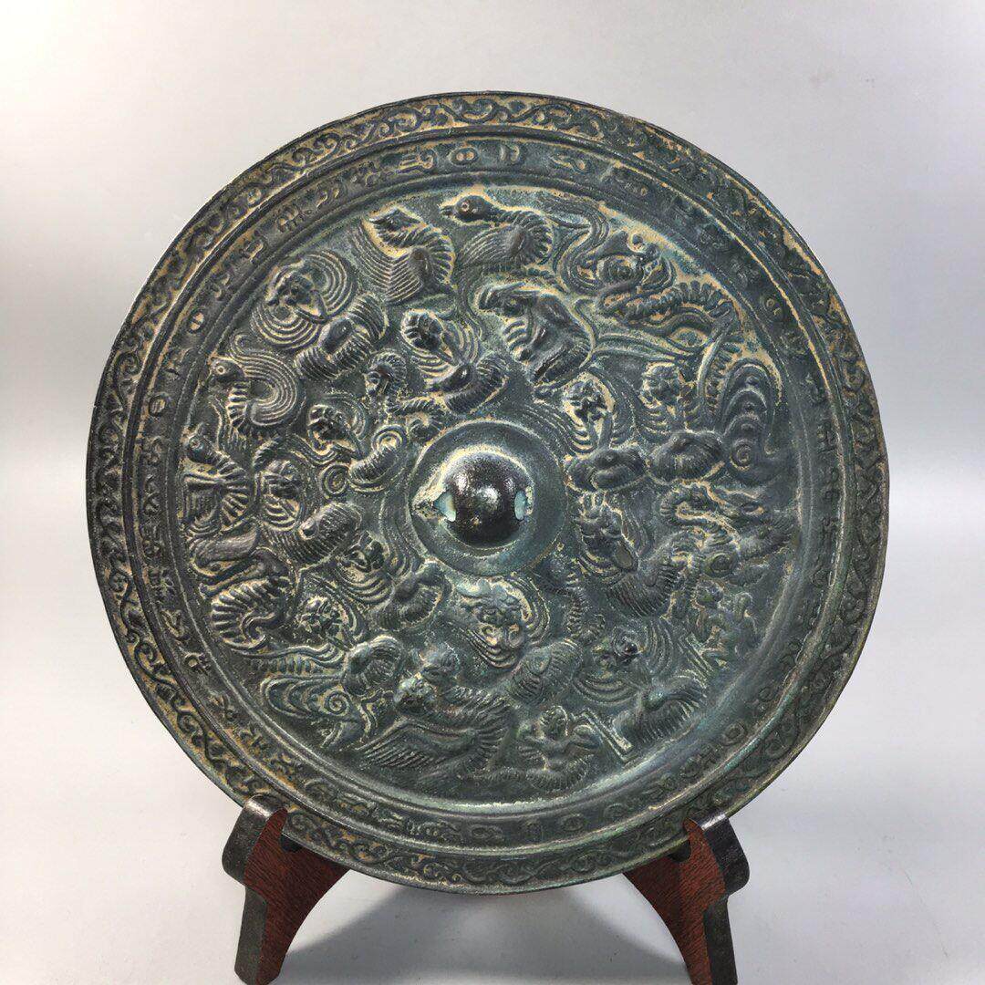 纯铜大型彷古古铜镜古铜镜工艺品摆件入口卧室摆件影视道具