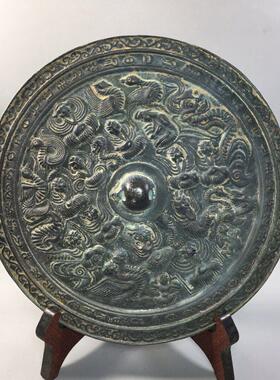 纯铜大型彷古古铜镜古铜镜工艺品摆件入口卧室摆件影视道具