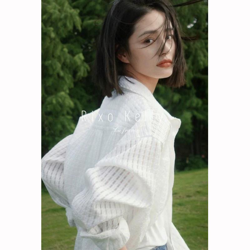 Rixo Kelly 宽松慵懒风衬衫夏季新款小众简约白色衬衣设计感百搭