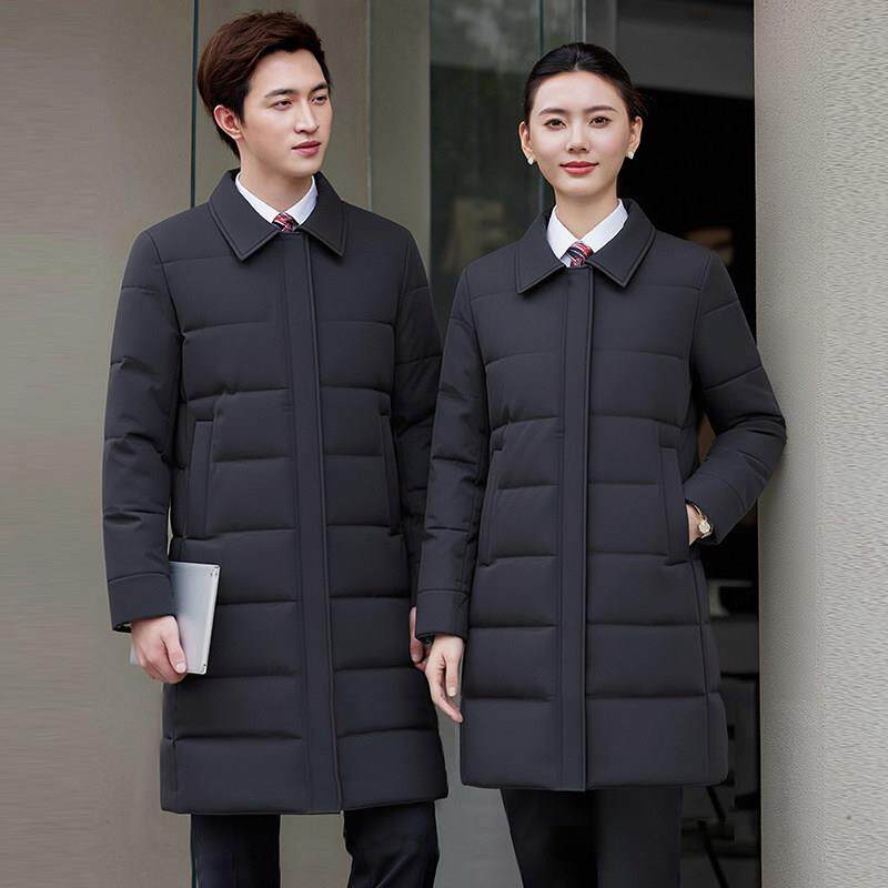 冬季职业西装领羽绒棉服男女款工装棉衣外套酒店经理珠宝店工作服
