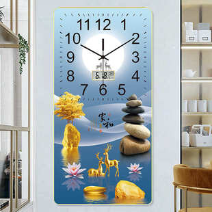 时尚客厅晶瓷画挂钟卧室家居简约大气摆件酒店民宿背景墙日历钟表