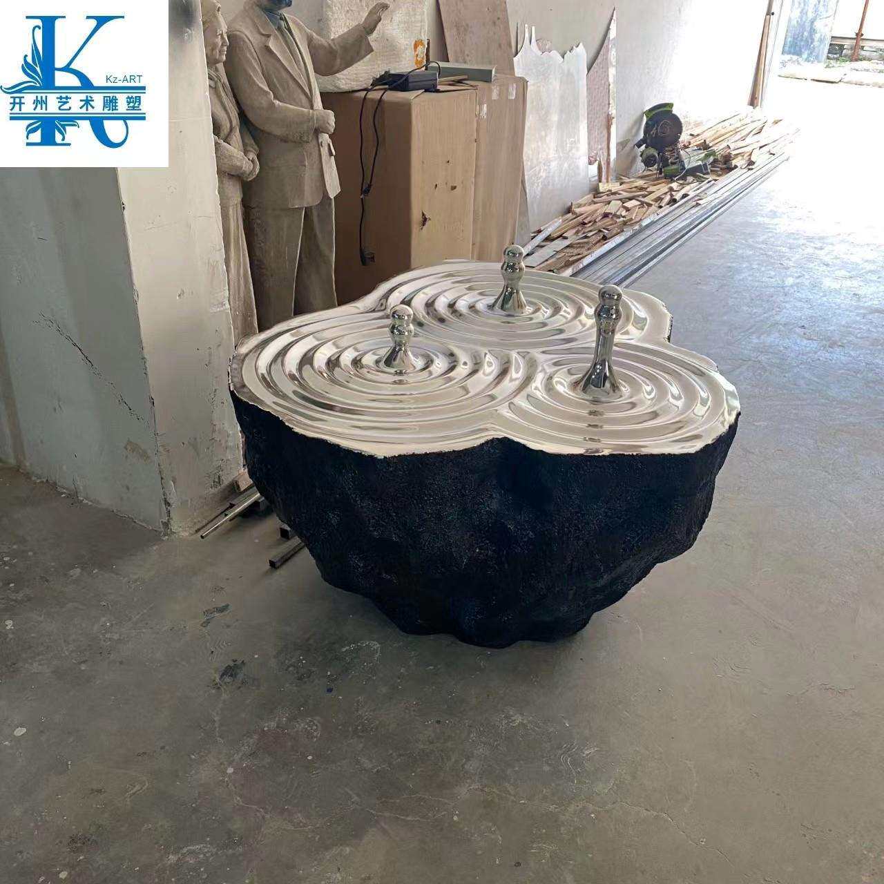 电镀水盘雕塑艺术品摆件玻璃钢工艺品样板房售楼处大堂软装饰美陈