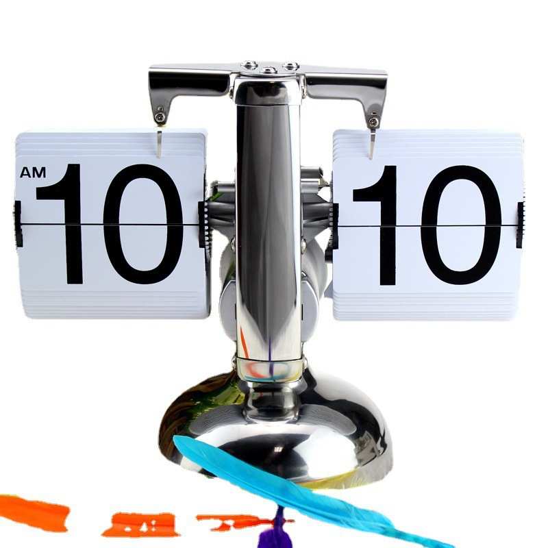 客厅桌面抽屉式单脚翻页欧式新款座钟经典自动小天平时钟钟表