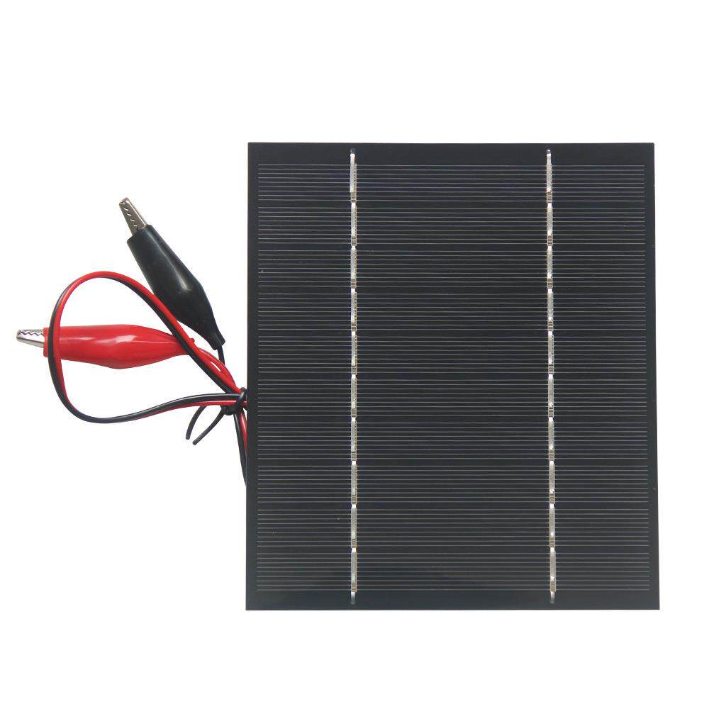 3.5W5V太阳能电池充电板带老虎夹子充3.7V-5V电池玩具灯130X150MM