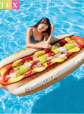 INTEX58771热狗浮排水上浮床充气水床海滩沙滩充气垫游泳圈躺床
