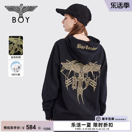 武士御弓boylondon秋冬男女同款黑金潮牌连帽套头卫衣n04001