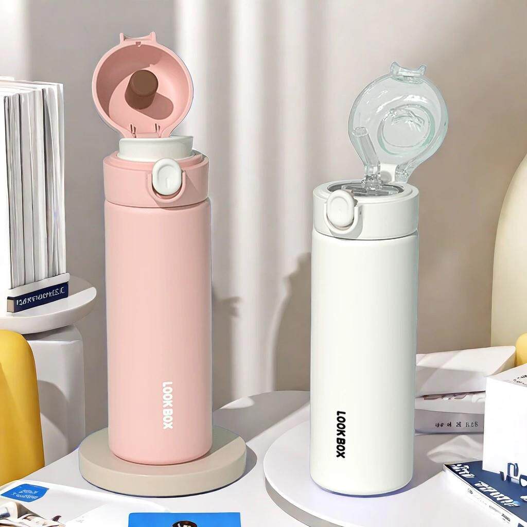 保温杯女可爱带吸管喝水杯高颜值新款家用304不锈钢杯子防摔水杯