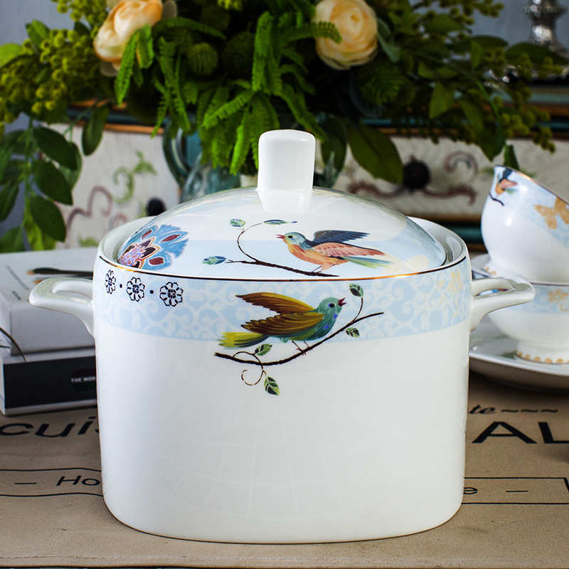 景德镇高档骨瓷餐具套装60头欧式简约陶瓷碗盘碗碟套装家用批发