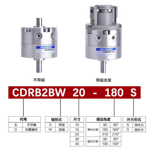 CDRB2BW叶片式旋转摆动气缸CRB2BW15-20-30-40-90度180度双作用