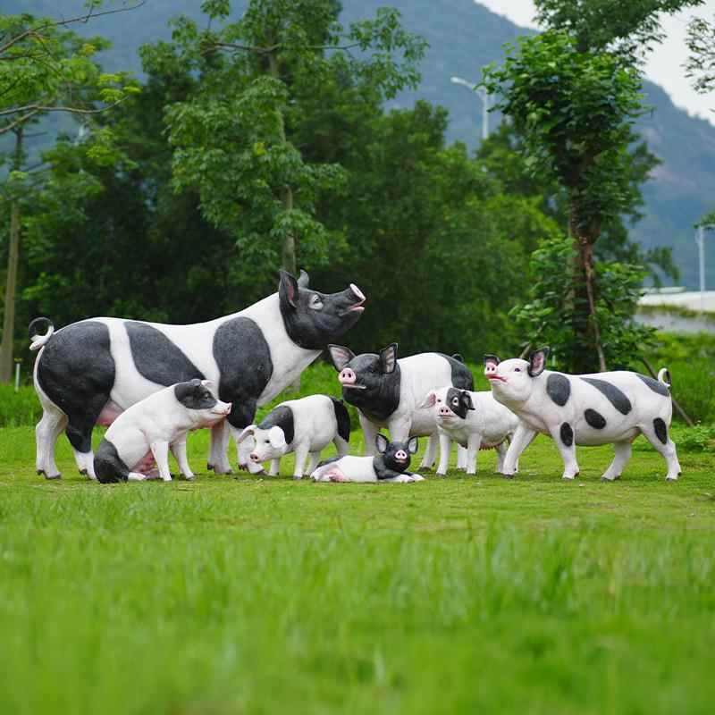户外仿真动物小猪雕塑林景观农场厅香餐猪花猪假猪模仿真猪装型饰