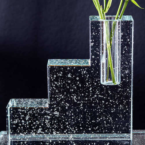 现代简约新款气泡阶梯插花花瓶北欧摆件客厅玄关轻奢花器家居装饰