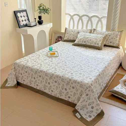 纯棉老粗布床单单件100全棉碎花单人棉麻亚麻宿舍被单枕套2三件套