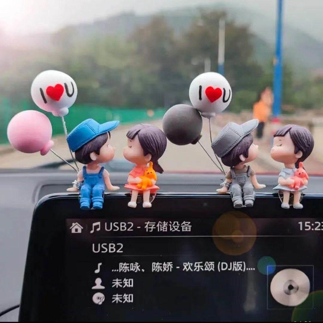 汽车内饰品中控台后照镜可爱车载情侣摆件小车上车内装饰用品网红