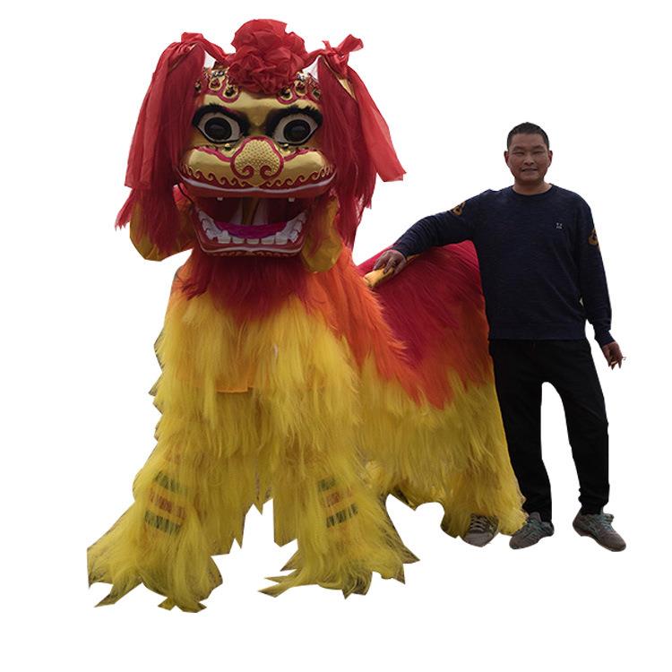 舞狮子道具狮头可眨眼北京笑脸狮子整套双人牛毛醒狮民俗社火道具