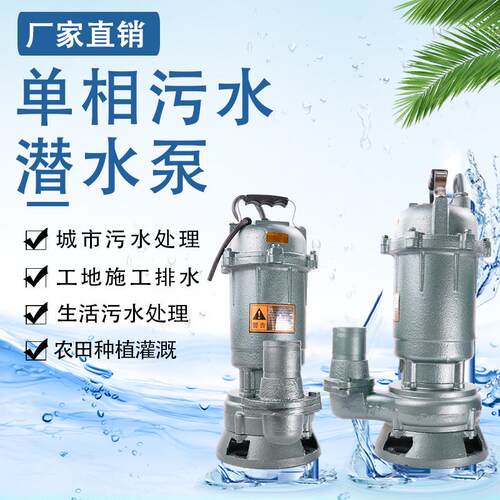 厂家WQ污水泵220V小型家用化粪池排污泵农用灌溉高扬程抽水泵