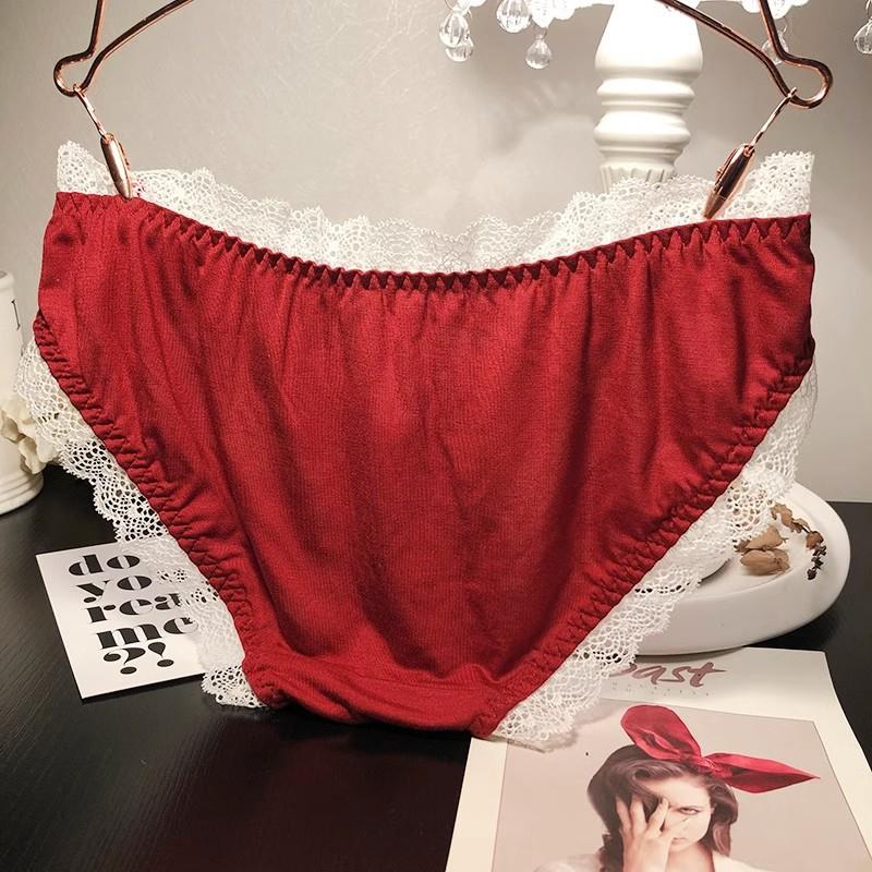 Bowknot panties for women with lace edges and hollow mesh