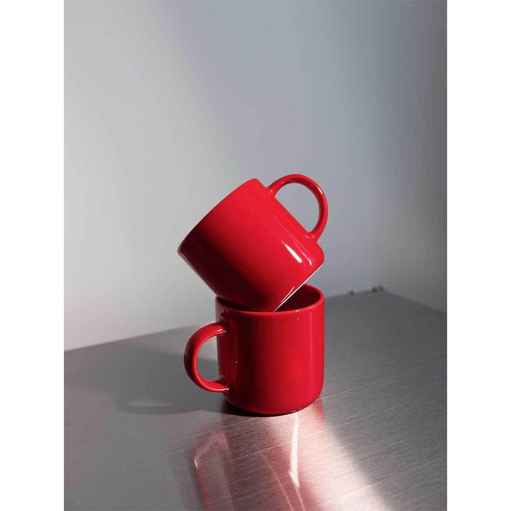 荒野市场350毫升陶瓷小红色标志杯大正红夫妇未印咖啡覆古纪念品